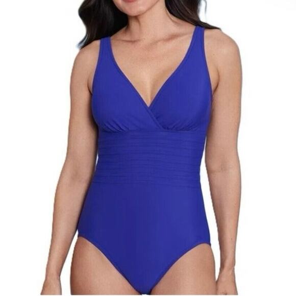 Women’s One Piece Flattering Full Coverage Swimsuit Size Medium 8-10 Blue UPF50+ - Picture 1 of 8
